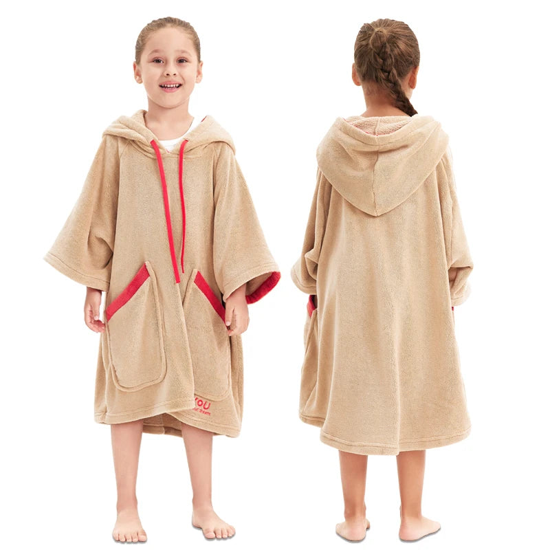 Kids Hooded Towel Toddler Boys Girls Bath Towels for Beach Swimming Pool Absorbent Wrap Poncho Robes for Children 2-12 Years