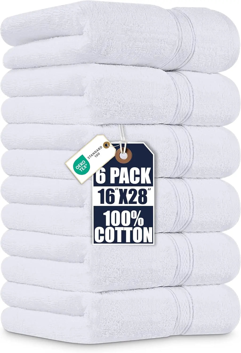6-Pack Premium Hand Towels, 16x28 Inches, 100% Ring Spun Cotton, Ultra Soft & Highly Absorbent 600GSM for Bathroom, Gym, Shower