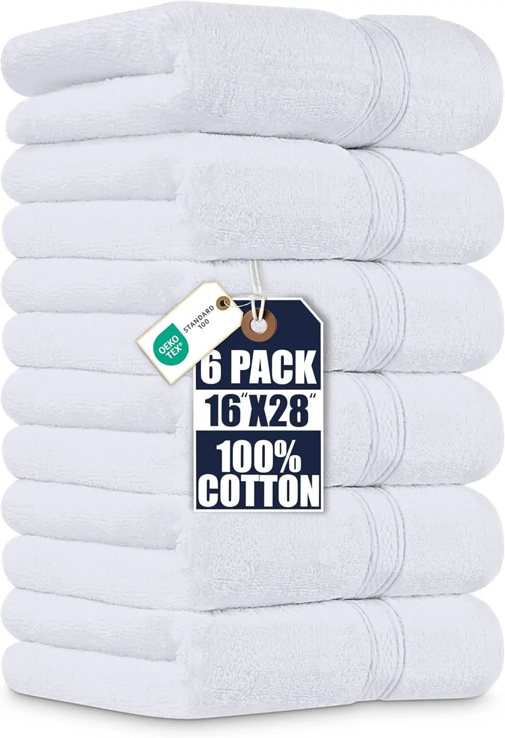 6-Pack Premium Hand Towels, 16x28 Inches, 100% Ring Spun Cotton, Ultra Soft & Highly Absorbent 600GSM for Bathroom, Gym, Shower
