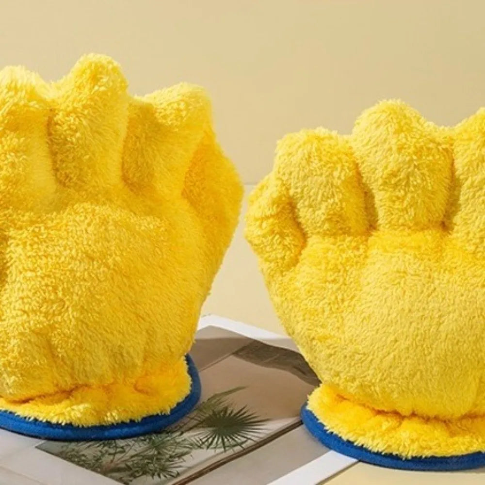 Coral Fleece Hair Drying Mittens Soft Fast Absorption Wipe Head Towel Anti-Frizz Yellow Absorbent Gloves Hair Care